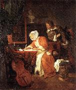 METSU, Gabriel The Letter-Writer Surprised sg oil on canvas